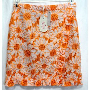 Anthropologie Plenty Orange Floral Skirt Tracy Reese Embroidered Women's Size Sm